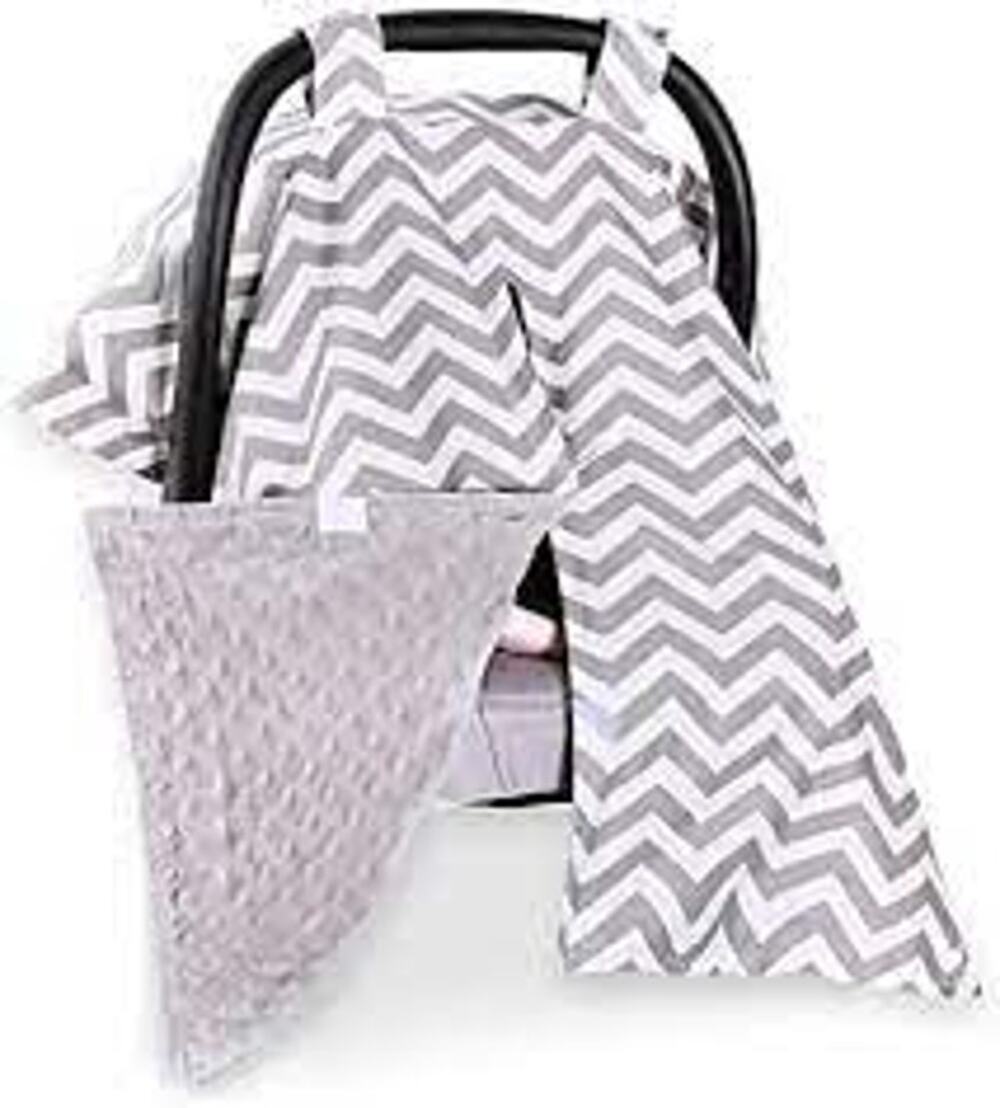 Carseat Canopy Gray White Chevron